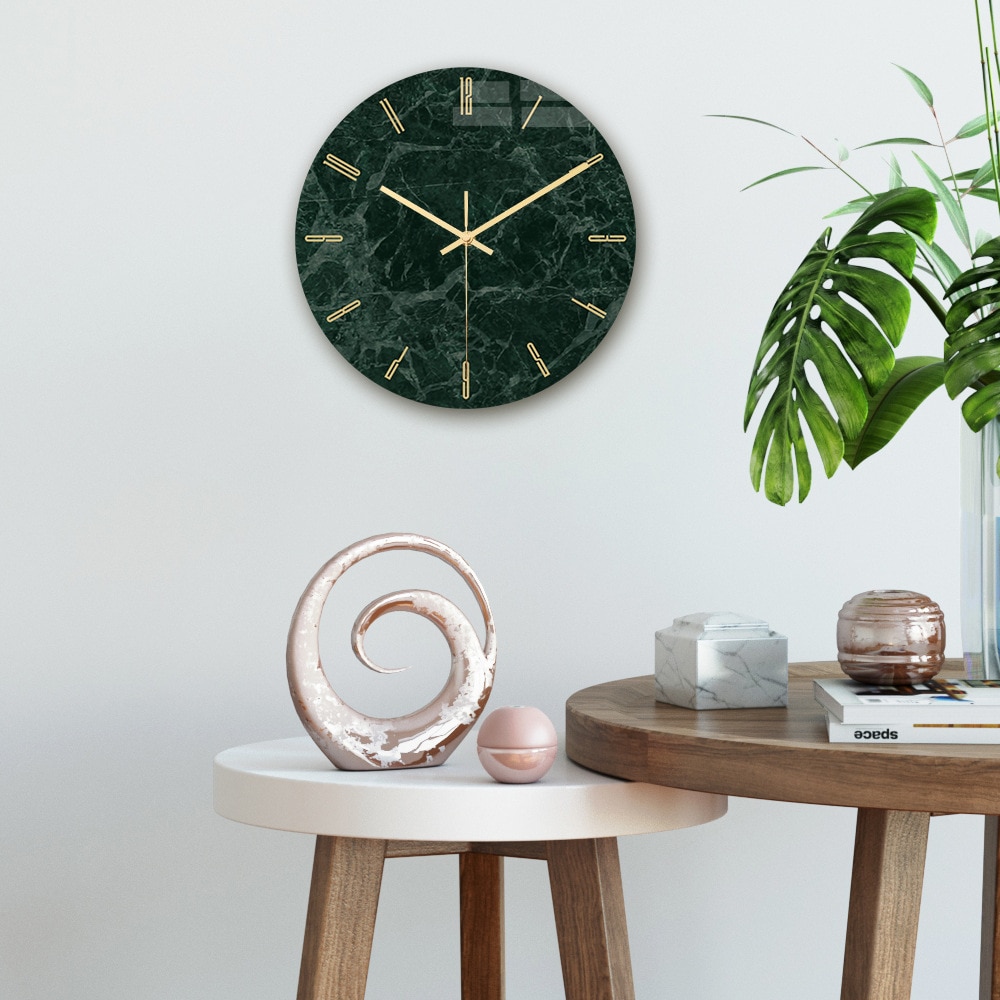 30CM Acrylic Wall Clock Quartz Analog Marble Clock 3D Chic Marble Print Modern Round Wall Watch Nordic Creativity Home Decor