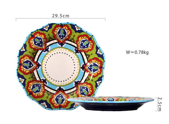 Antowall håndmalet keramisk tallerken restaurant flæset vestlig mad tallerken hjem underglasur spansk stil bordkrig: 11 tommer plade