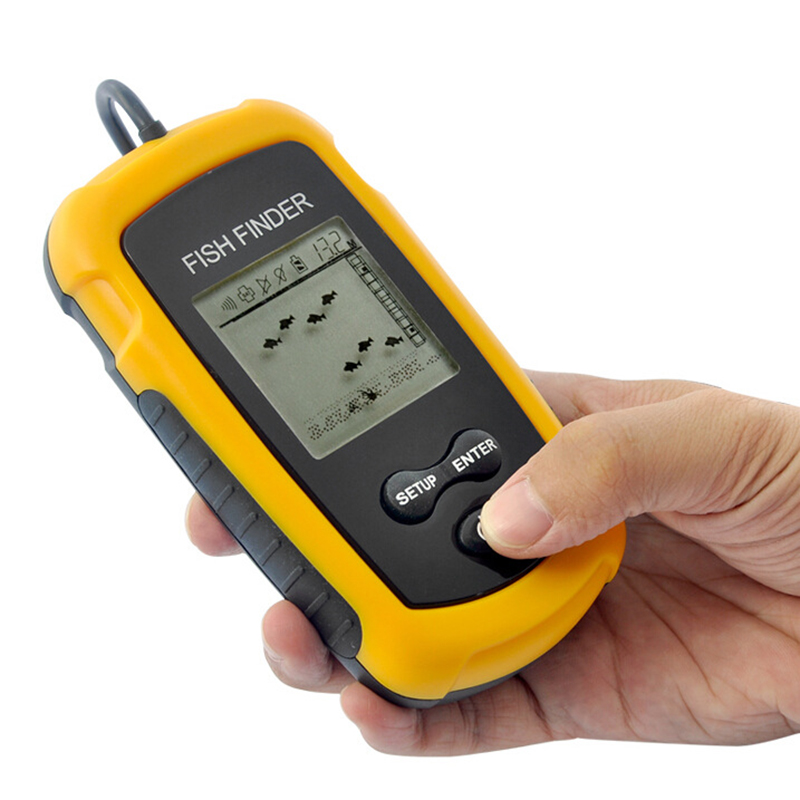 detector de peces portátil sonda Sonar de profundidad transductor de alarma Fishfinder 0,7-100m pesca eco Sounder con pantalla en inglés XNC