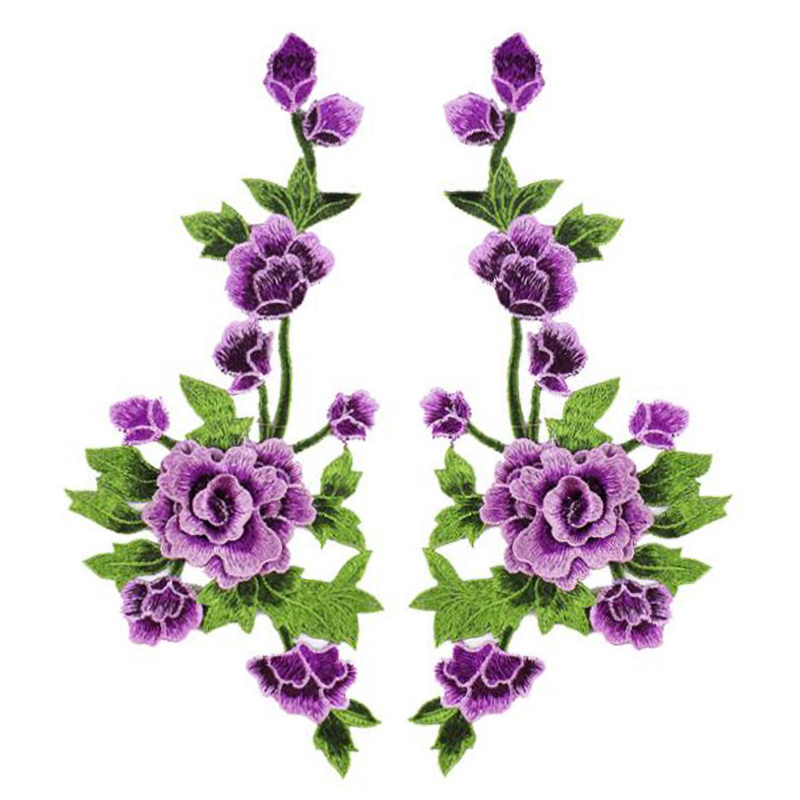 1 par de parches de tela bordados con flores para mujer, apliques de decoración de tela, estilo chino, 35x15CM: Opaco