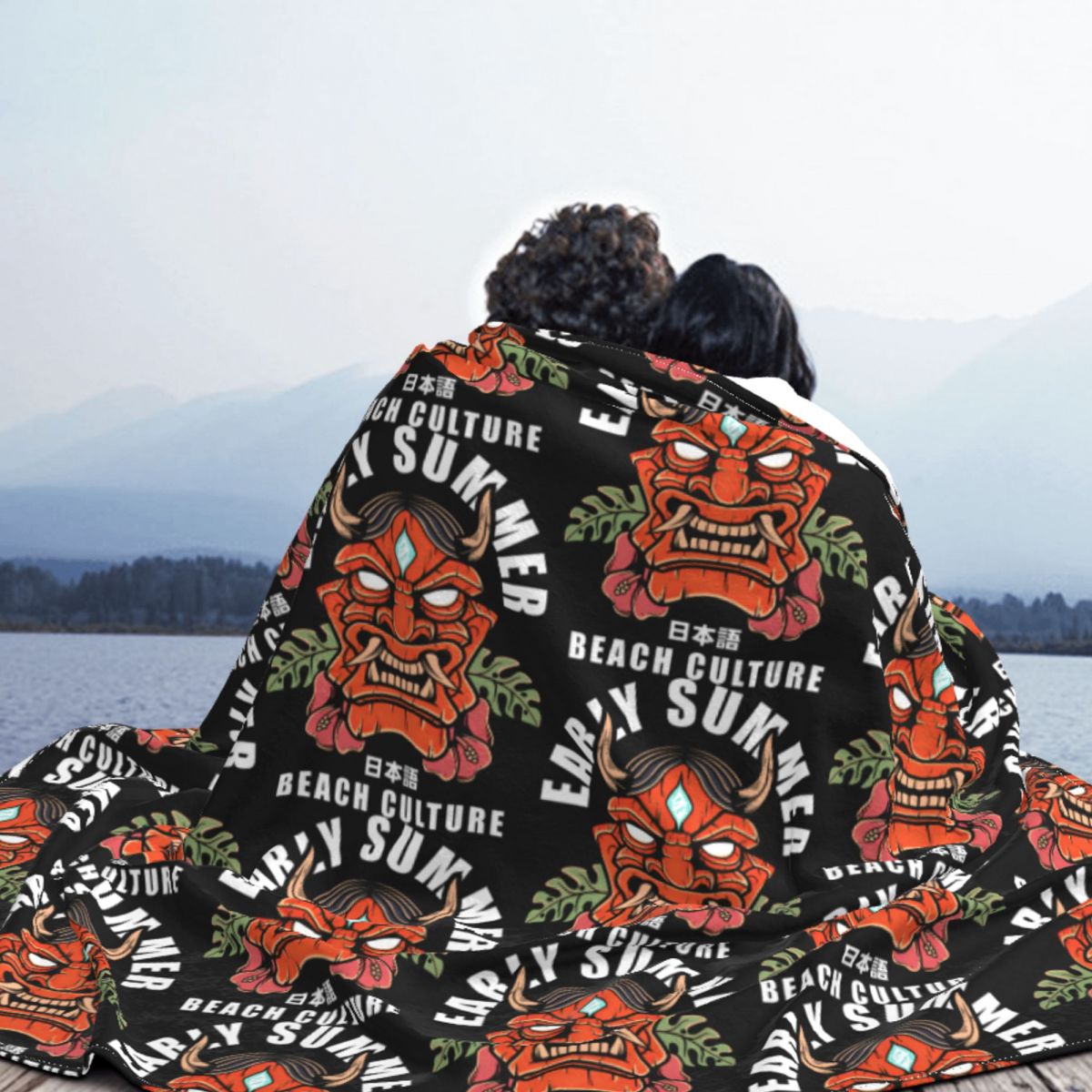 Hannya Tiki,adventure Aloha Line Hypebeast Japan Lifestyle Carpet Flocking Bed Blanket Bed Covers Luxury Blanket