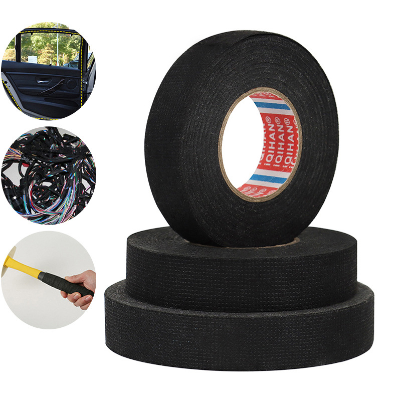 15m/20m varmebestandig teip selvklebende stofftape til bilkabelsele ledninger stoffvev elektrisk varmetape 8-19mm