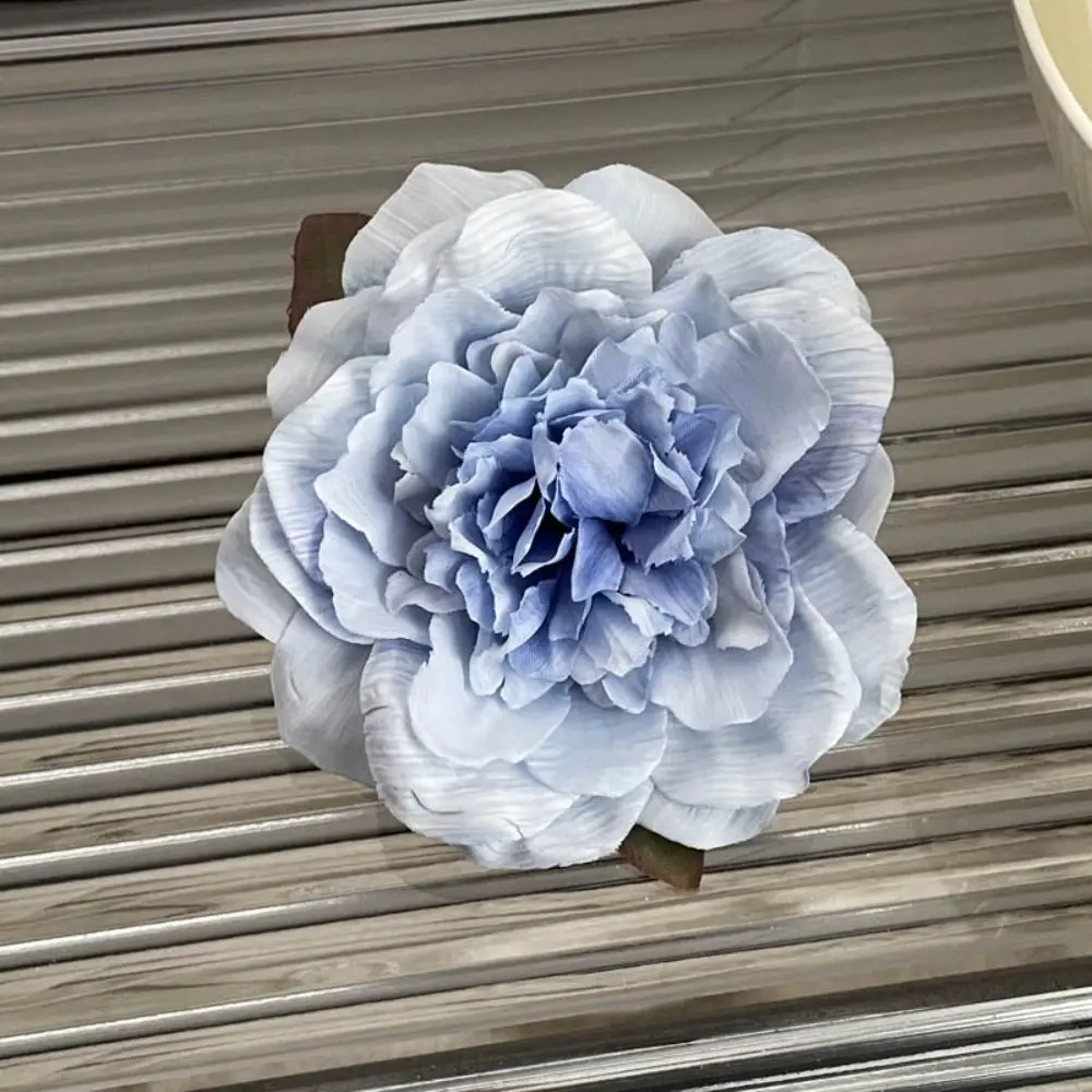 Söt blomma pion blomma hårspänne stora hårspännen håraccessoarer konstgjorda blommor hårnålar bohemiska sidohårspännen bröllop: Grön