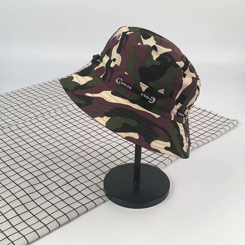 Fisherman Hat Female Spring and Summer Sun Protection UV Bucket Hat Wild Face-lift Drawstring Sun Hat Outside Sport Bucket Hat: Camo 2