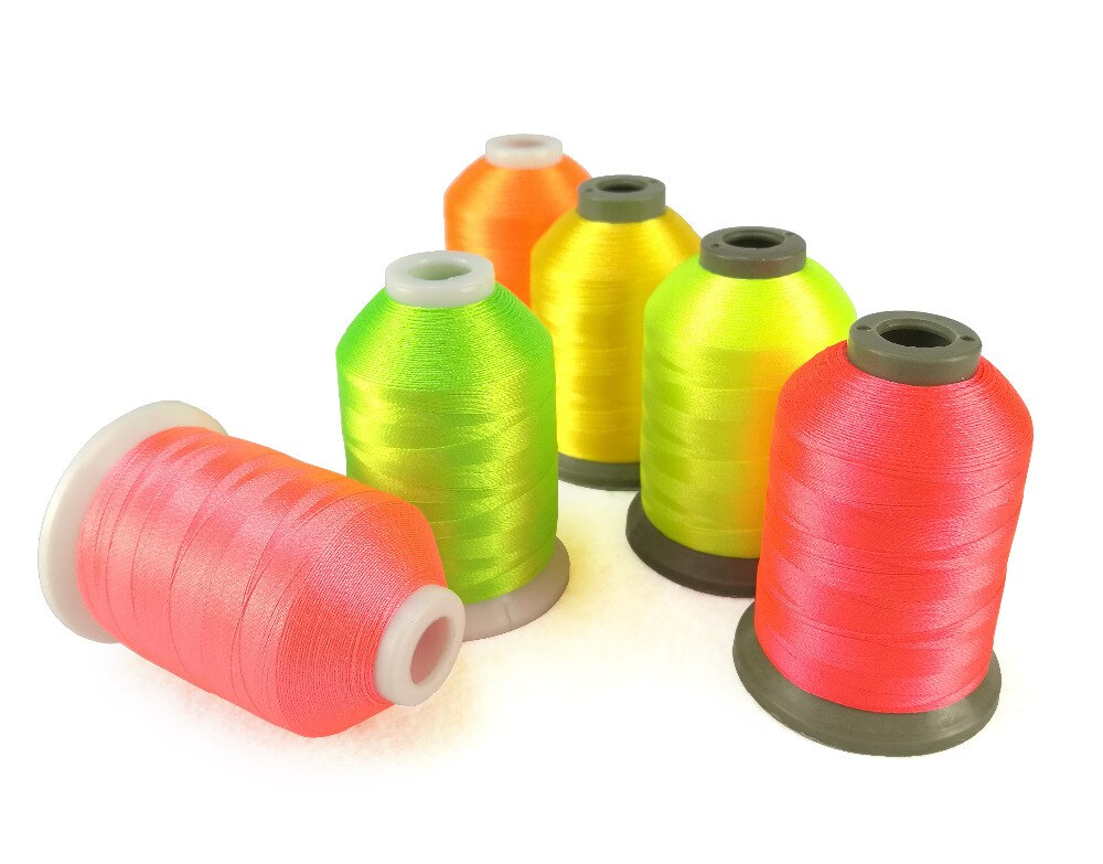 Neon Colors Polyester Embroidery Machine Thread 6 Colors, 1000M Each