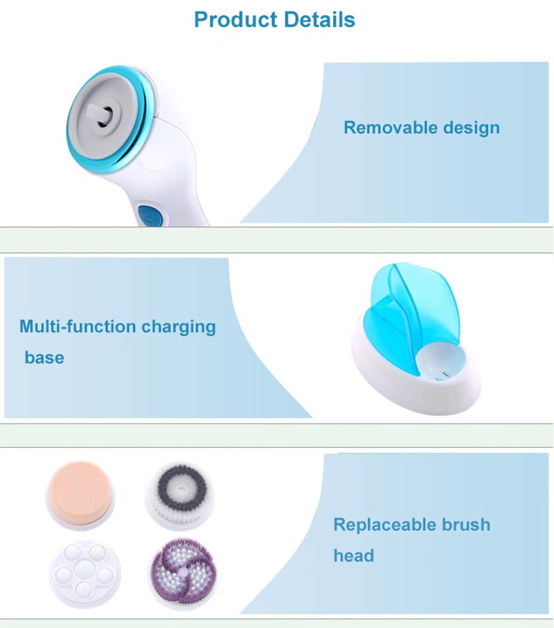 4 in1 Electric Face Cleanser Facial Washing Brush Ance Blackhead Remover Deep Cleansing USB Rechargeable Cleaning Machine