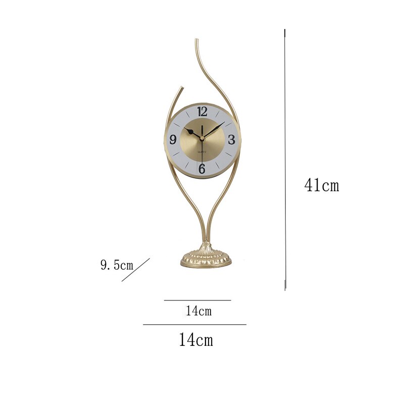 ZGXTM Golden Iron Desktop Clock Desktop Clock Desk Clock Living Room Study Pendulum Clock Desktop Ornament: 002 white