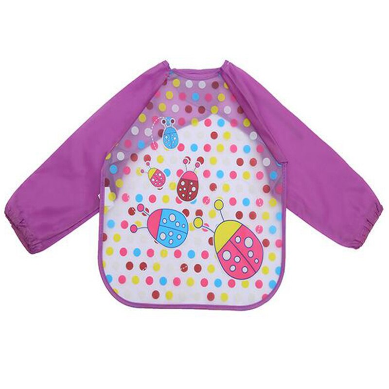 0-3Y Waterdichte Baberos Bavoir Slabbetjes Kinderen Schort Lange Mouw Voeden Kiel Slabbetjes Kinderen Eten Borstplaat Baby Burp Kleding: purple
