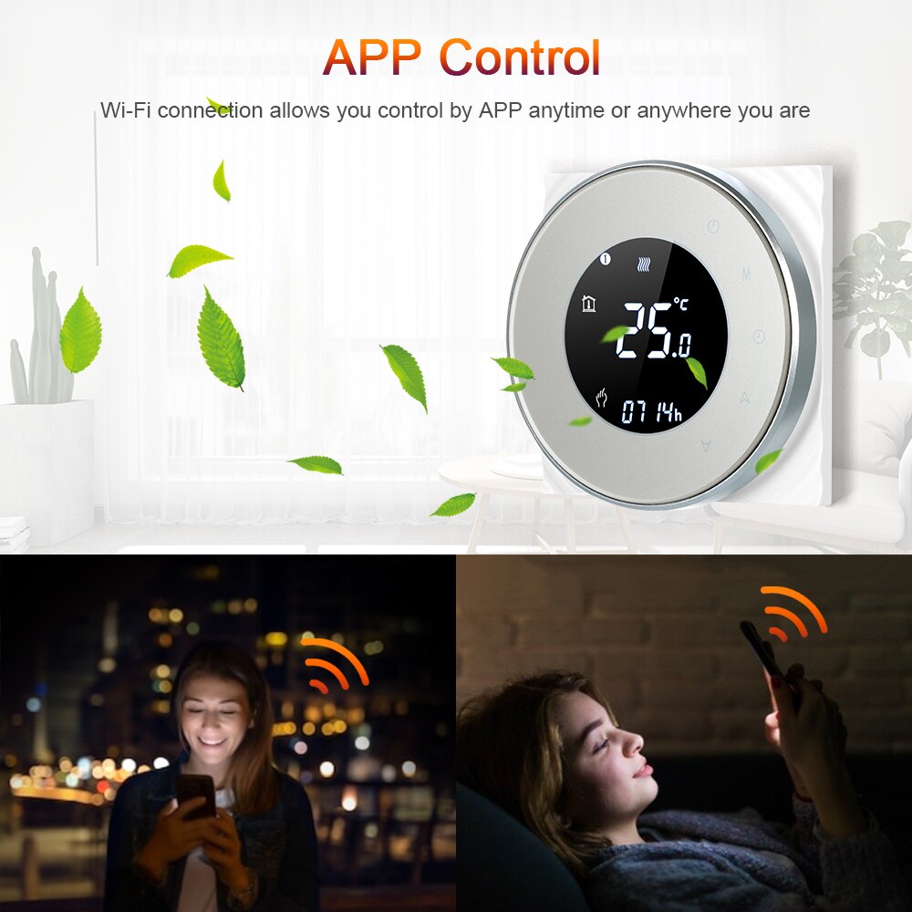 95-240V Wi-Fi Thermostat Temperature Controller Voice APP Control LCD Screen For Heating Thermoregulator Compatible Google Home