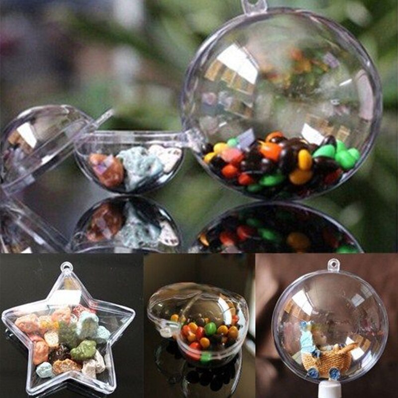 Transparent Ball Clear Plastic Hollow Xmas Ball Decoration Hanging Ball Wedding Candy Box Eternal Flower Hanging Ball