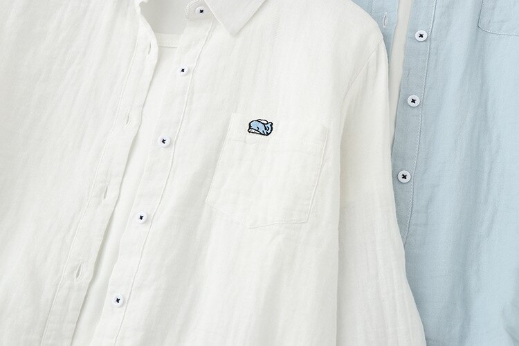H.sa kvinner hvit bluse og skjorter våren ren bomull hvite topper hval broderi langermet vårskjorte casual topper