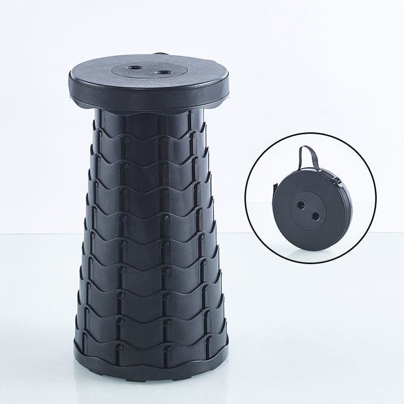 Sgabello pieghevole a scomparsa per pesca da campeggio regolabile in altezza-sedia da seduta telescopica pieghevole in plastica portatile: nero