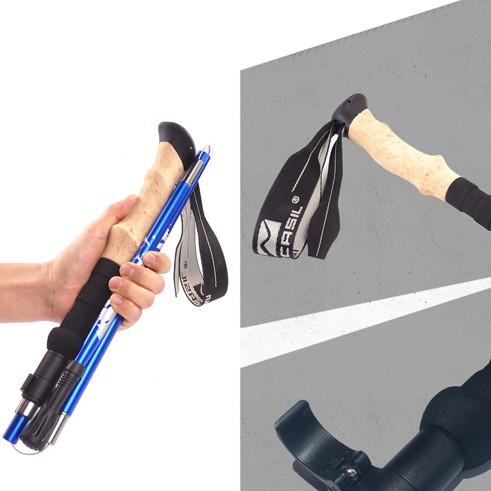 5-Section Folding Trekking Pole Telescopic Baton Straight Shank Stick Portable Hiking Walking Stick Aluminum Alloy Walking Cane