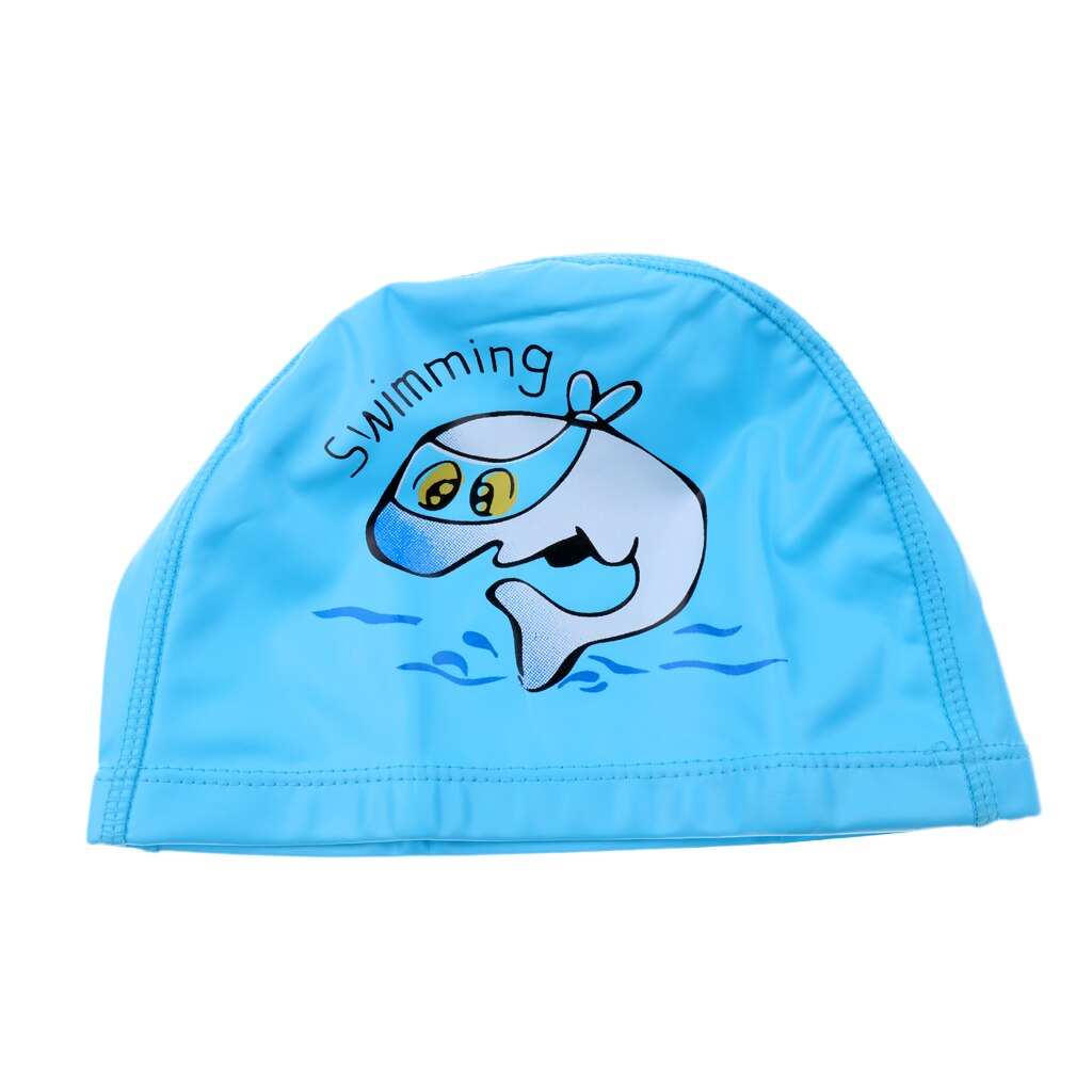 Durable Kids Cartoon Dolphin Waterproof Water Sports Swimming Swim Cap Hat