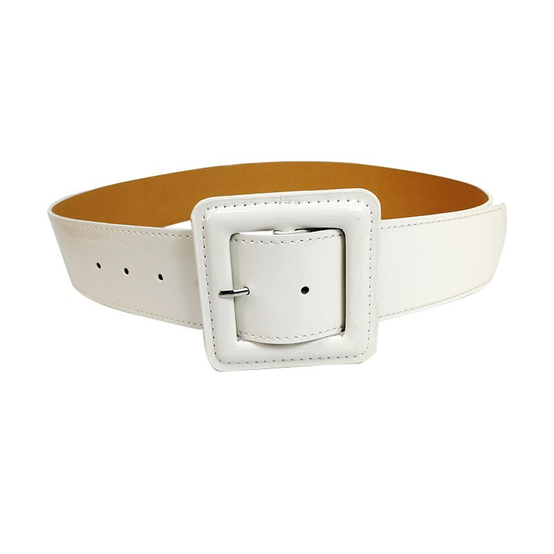 Summer Shiny Patent Leather Large Wide Belt Ladies Dress Girdle Red Black White Elastic Retro Casual Belt: 02 white
