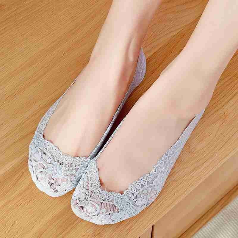 Lace Boat Socks Invisible Socks Women's Cotton Summer Low Shallow Cotton Slippers Socks Thin Non-slip Antiskid Silicone Cut X9S2