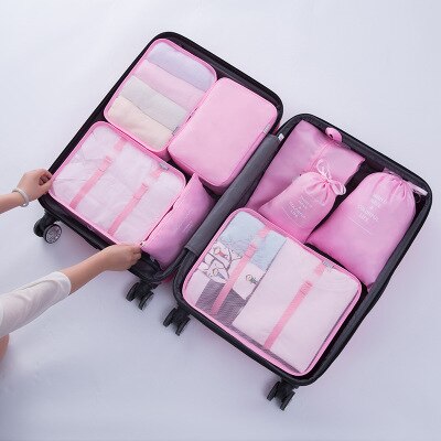 8 unids/set organizador de viaje embalaje cubos equipaje viaje accesorios bolsa organizador de doble cremallera bolsas impermeable: fense