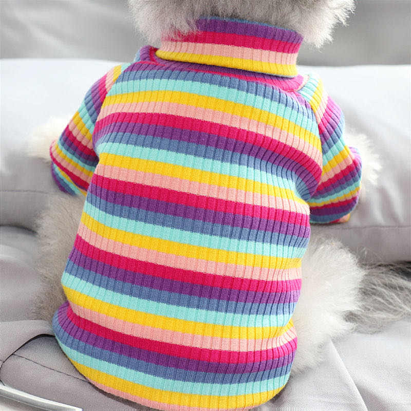 Hundeshirt Mit Regenbogen-Streifen – Aus Baumwolle, Elastisch, Für Drinnen & Draußen