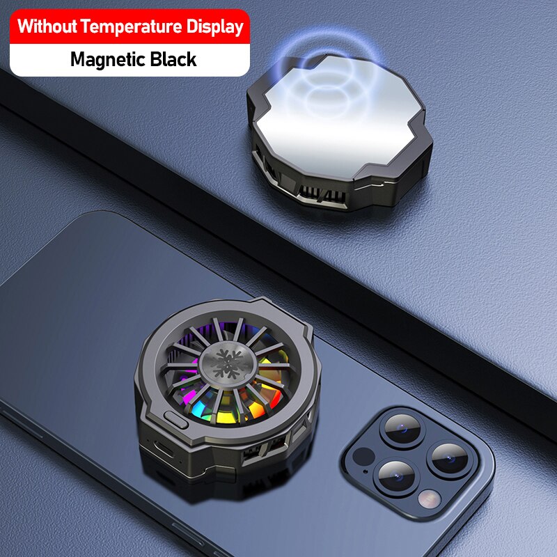 Kivee Smart Telefoon Koelventilator Gaming Mobiele Gamepad Koeler Fan Draagbare Voor Type-C Usb Radiator Voor Iphone Xiaomi samsung Redmi: Magnetic Black