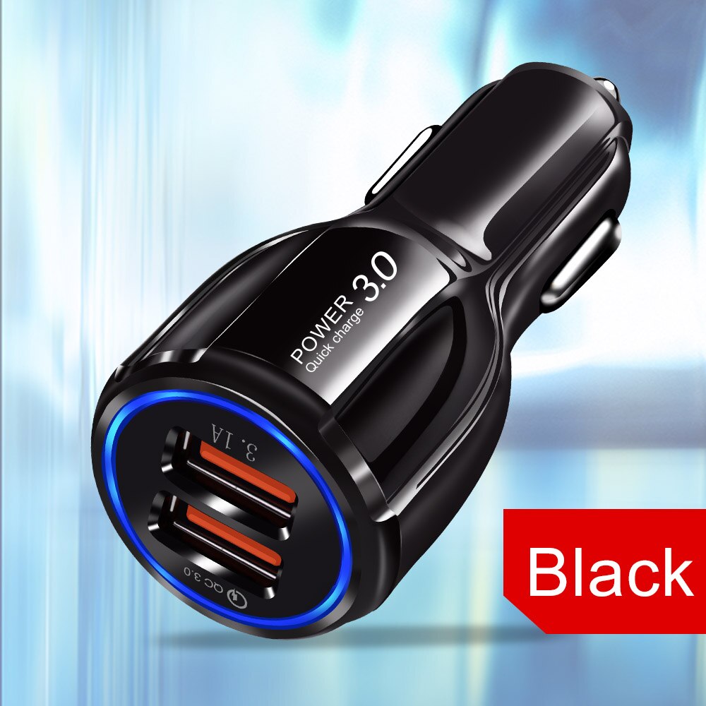 Quick Charge 3.0 Car Charger for iPhone 11 Pro max Car-Charger Dual USB Fast Charging for Samsung Xiaomi USB Phone charger: type 1 black