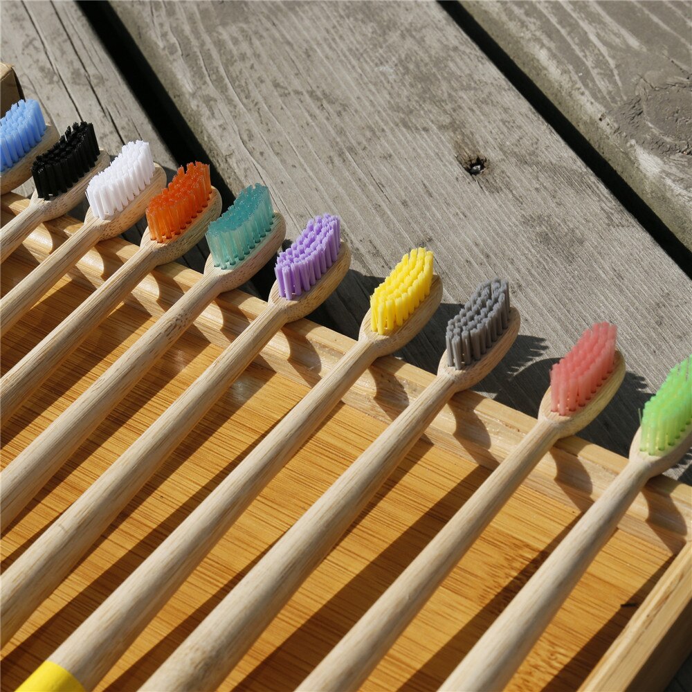 Environmentally Bamboo ToothBrush Eco Friendly Rainbow Wood Toothbrush Head Cover Fibre Wooden Handle Tooth Brush Whitening