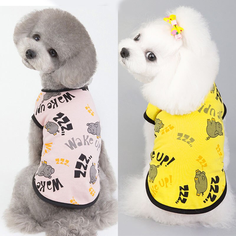 Sommer hundetøj bomuldsgris printede veste til hund pink gul farver s-xxl størrelser cool sommer kæledyr tøj