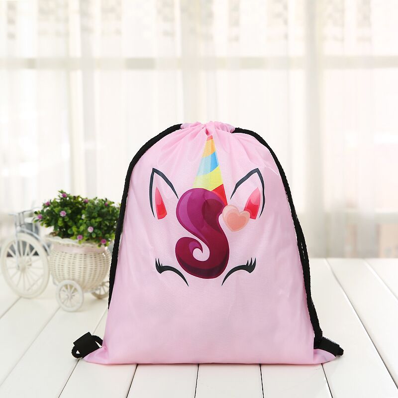 Drawstring Backpack 3D Printing Unicorn deer Girls travel Unicornprinting Women Drawstring Bag Rope unisex red