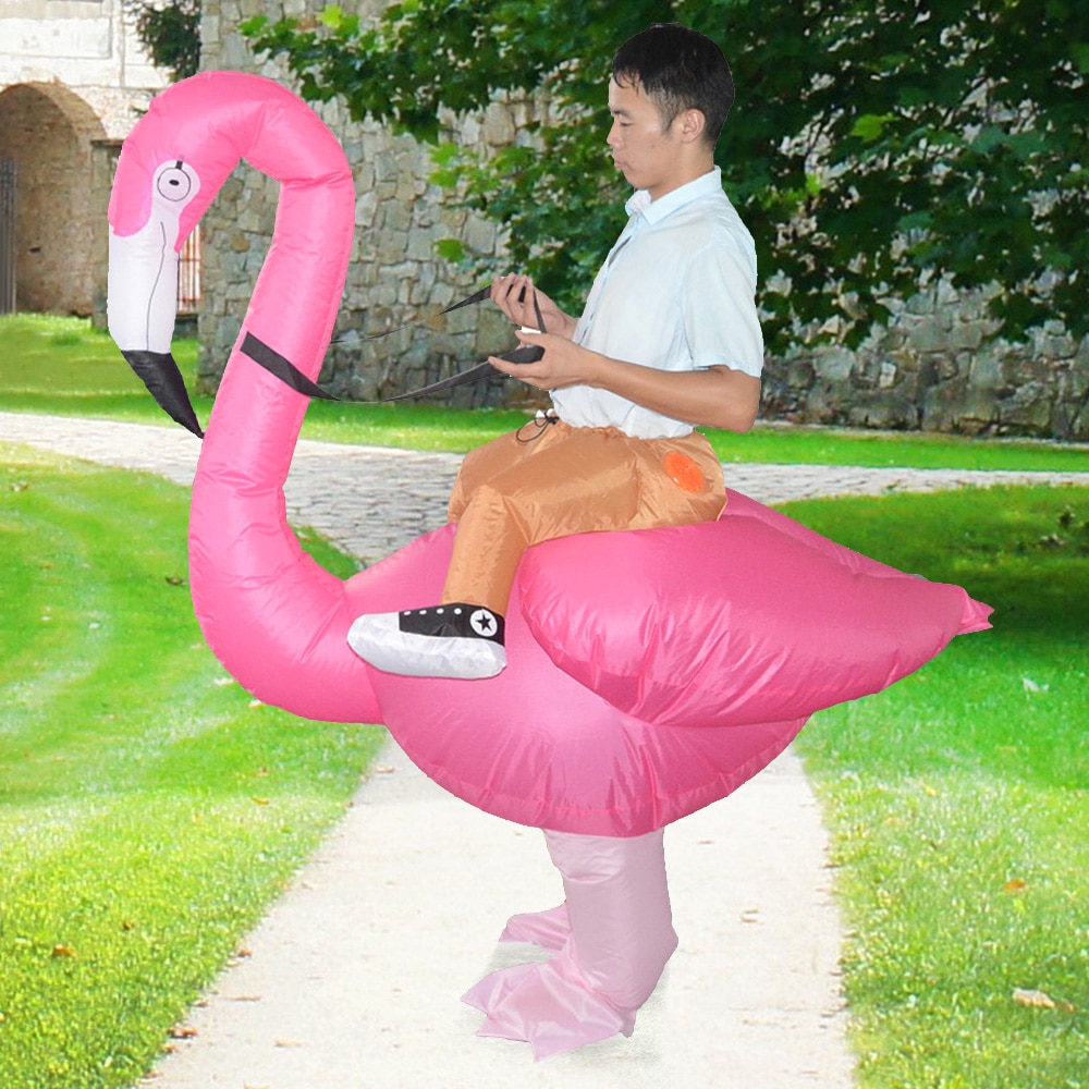 Flamingo oppustelig fancy kostume sprænge oppustelig kostume til cosplay halloween fest sceneoptræden rekvisitter