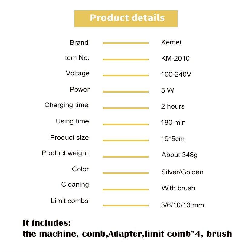 Kemei Dog Hair Trimmer Rechargable Cordless Hair Cutter LCD Display for Pet/Dog Cat Hair Clipper