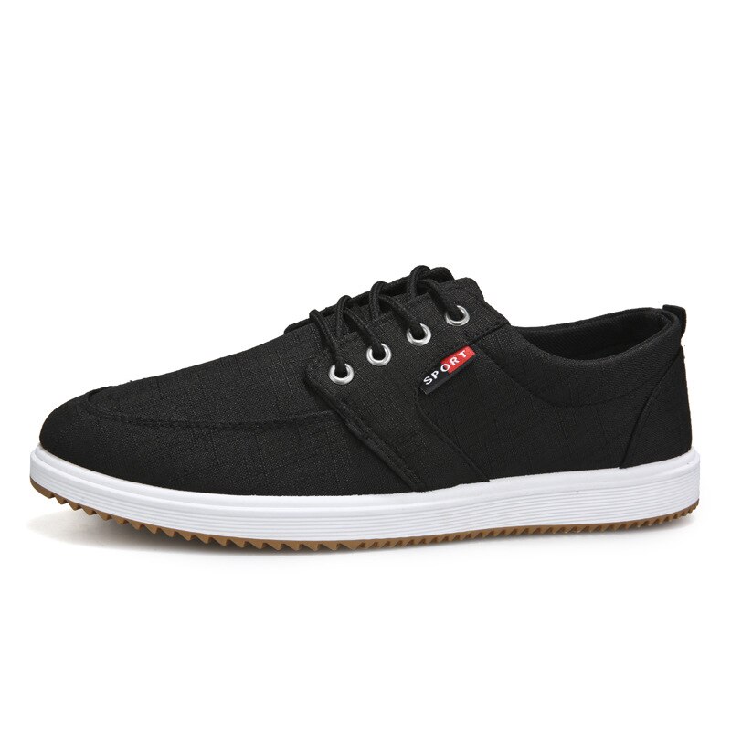 Breathable canvas shoes men lace up flat casual shoes loafers men shoes mens trainers men casual shoes #black 4918