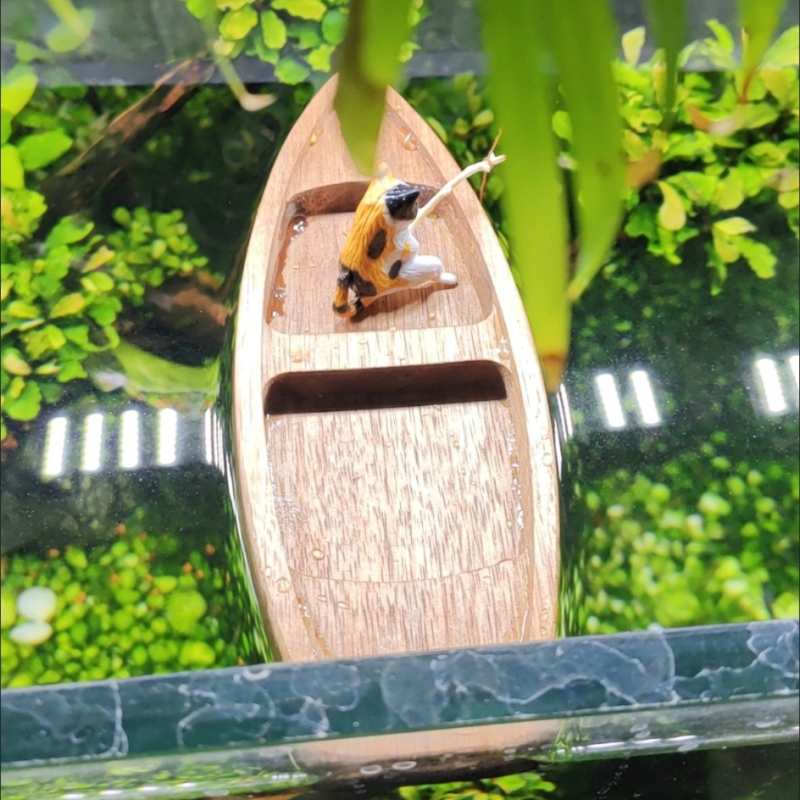 Handgemaakte houten boot decoratie mini drijvende boot model landschapsarchitectuur vissersboot aquarium vijver decoratie aquarium accessoires