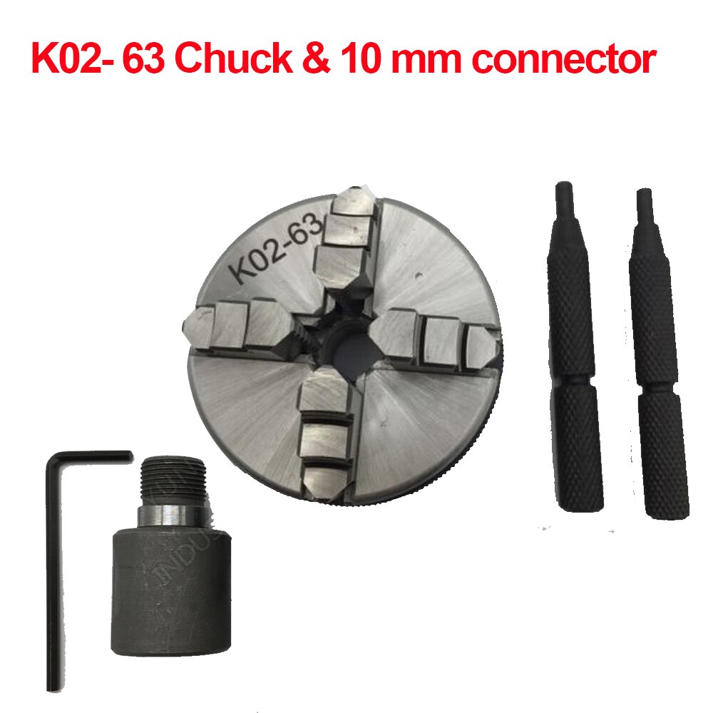 63mm 2.5&quot; LATHE Chuck 4 Jaw Manual Mini Self-Centering Chuck Sanou K02-63 with Connecting Rod Connector for CNC Woodworking: K02-63-10MM