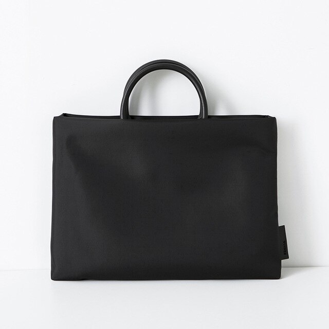 Portable document bags A4 work bag waterproof briefcase men women business office meeting bag information handbag computer bag: black S 40-28CM