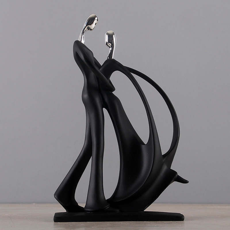Escultura humana negra abstracta moderna, joyería de resina para decoración del hogar, accesorios de , escultura de resina geométrica para parejas
