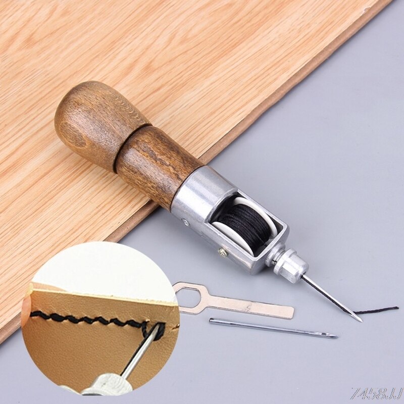 Leathercraft Lock Stitch Sewing Awl Thread Kit Needles Stitch Leather Fabric