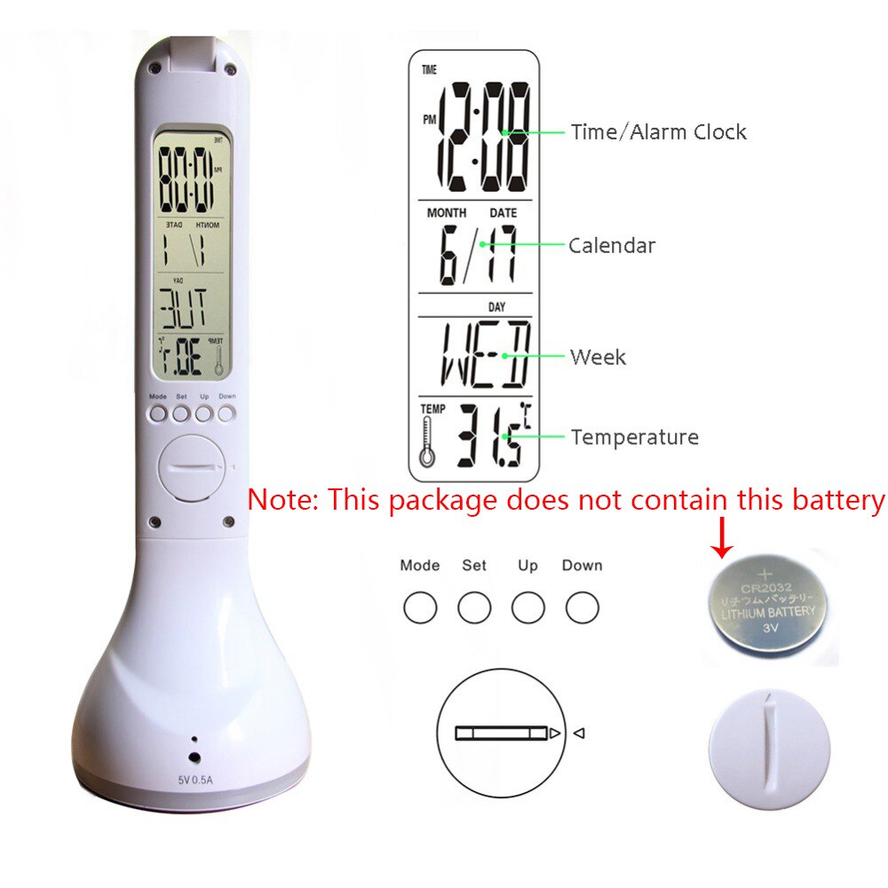 Led Schreibtisch Lampe Tisch Licht Faltbare Dimmbare mit Kalender Temperatur Wecker Atmosphäre Farben Ändern Buch Licht studie