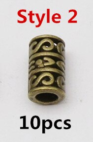 10 Stks/pak Brons Viking Verschillende 10 Stijlen Haar Vlecht Dread Baard Dreadlock Kralen Ringen Buis Voor Haar Accessoires: 10pcs Style 2