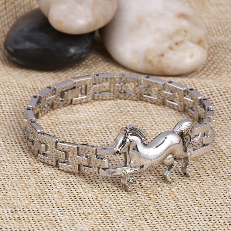 Punk Horse Stainless Steel Charm bracelet for Women DIY Bracelets &amp; Bangles Charms Bracelets Men Pulseira Jewelry