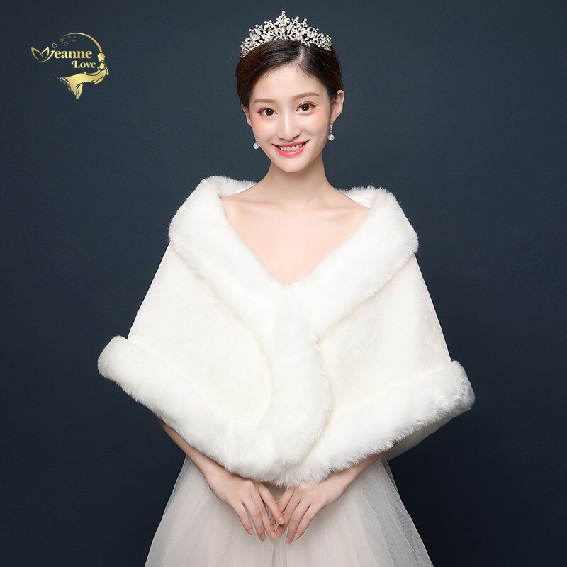luxe mariée fausse fourrure châle blanc rouge large et épais lourd femmes fourrure étole enveloppement pour mariée mariage fête soirée couvrir