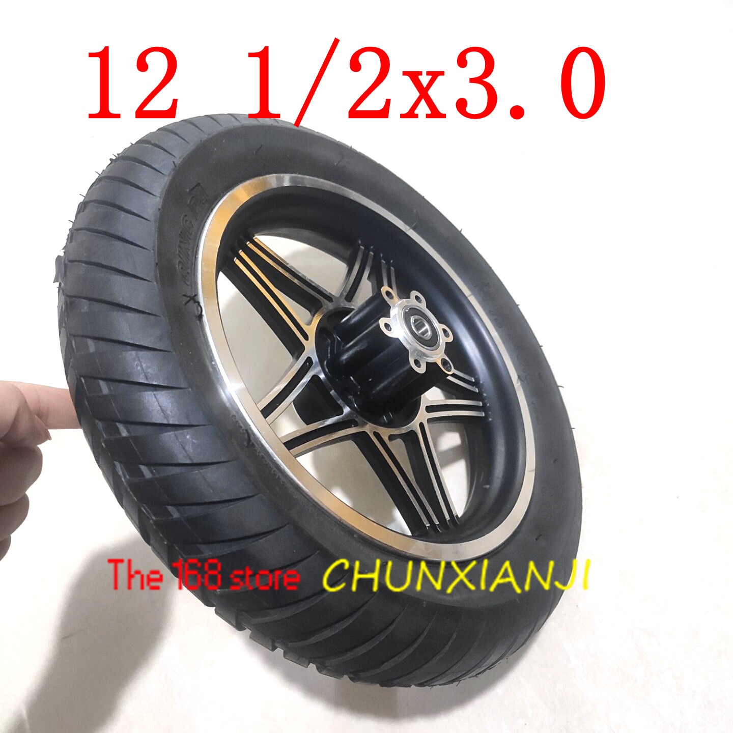 Size 12 1/2 X 3.0 Inflation Wheel with Disc Brake Hole Rims Fits Electric Scooters and E-Bike Folding Bicycle 12 Inch Wheel Tyre