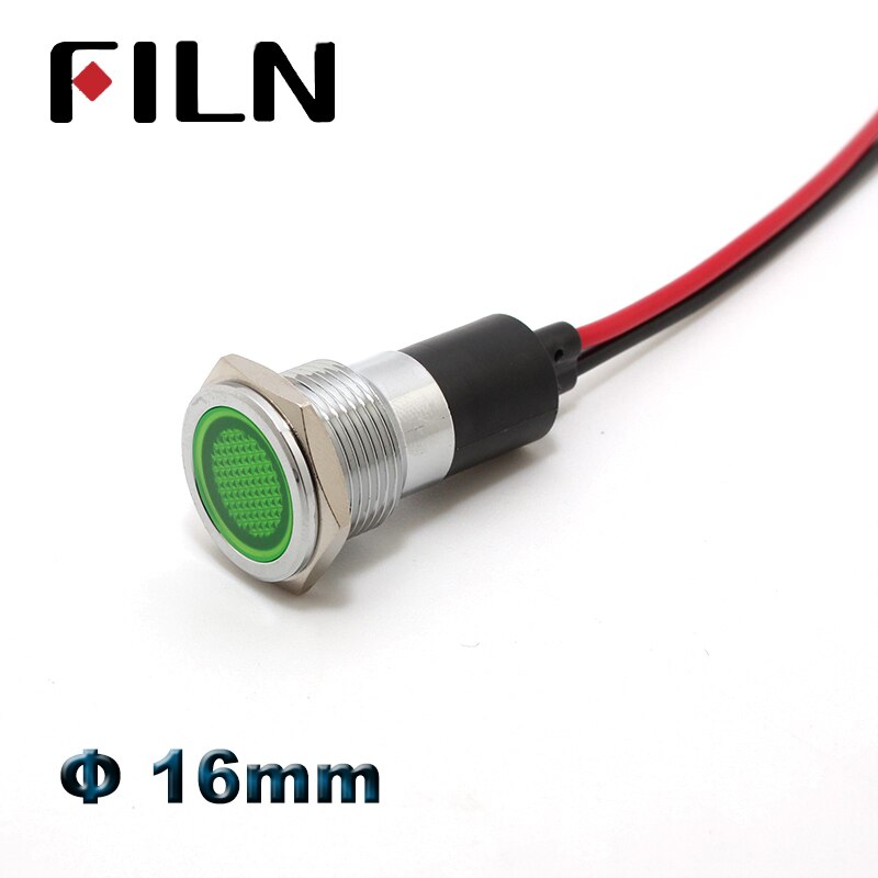 16mm LED metall anzeige licht Pilot lampe mit Auto Stiefel Armaturenbrett warnung Symbol 12v 24v 110v 220v verrotten grün anzeige lampe: Schwarz Nein Symbol