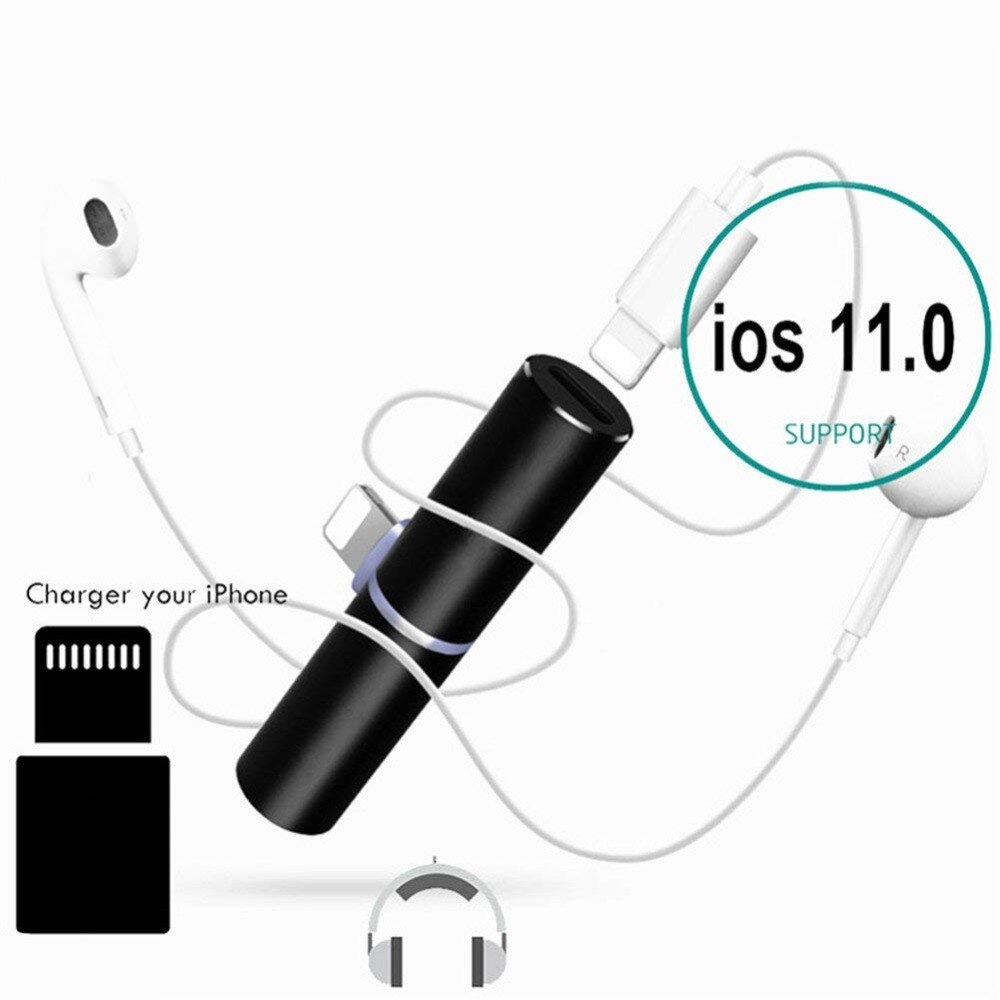 2 in 1 dual til lightning splitter til opladning og lytning dual til lightning hovedtelefonadapter til apple iphone x , 8 /7/6