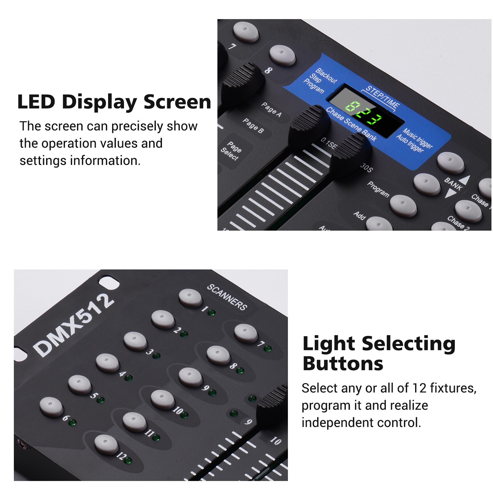 DMX512 Licht Controller Console Panel 192CH Programmering Functie Sound Activated Met Led Screen Antenne Voor Podium Dj Pubs Bar