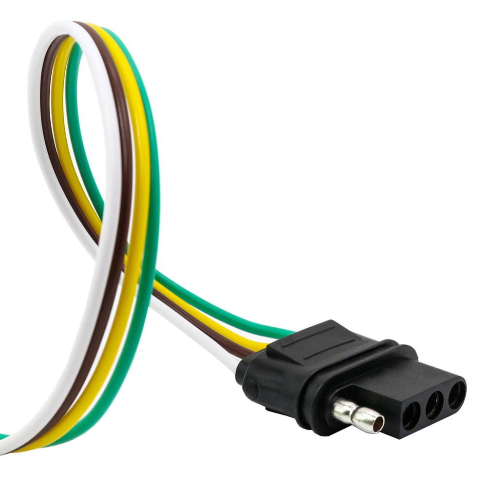 TIROL 4-Way Flat Trailer Wire Harness Extension Connector Socket with 36 inch Cable Length End Connector T24511b