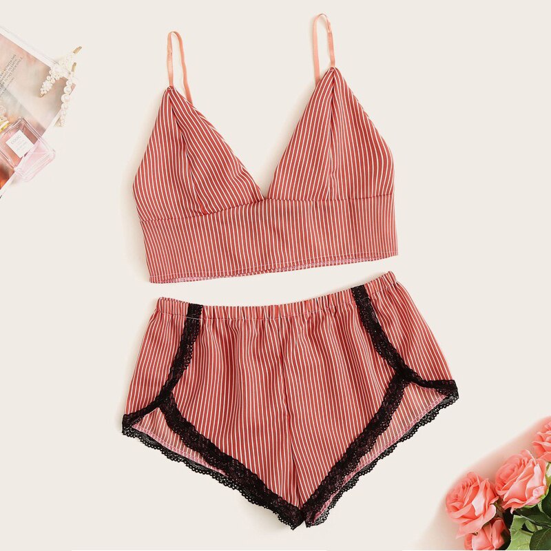 Mode Woninginrichting Sexy Intimates Gestreepte Kanten Beha Pyjama Tweedelig Pak