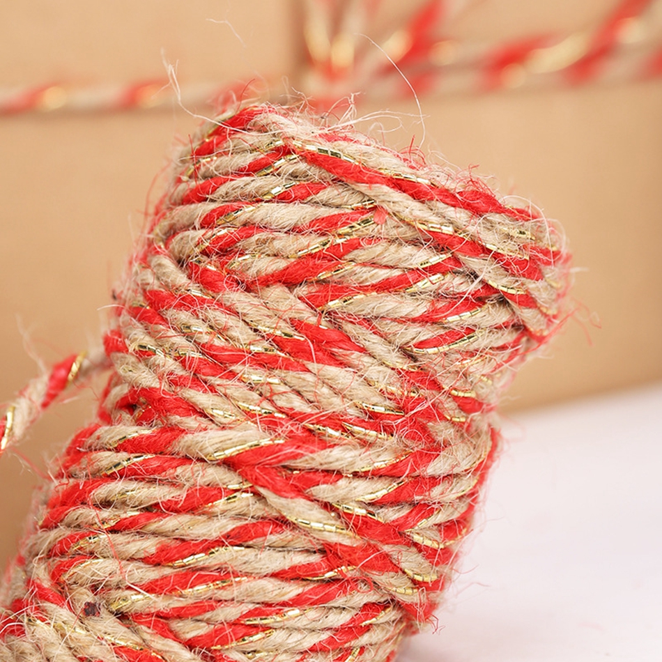 Cinta de arpillera de Yute Natural de 3mm y 25M, lazo artesanal de , cuerda de macramé, hilo para coser, decoración de boda, en casa