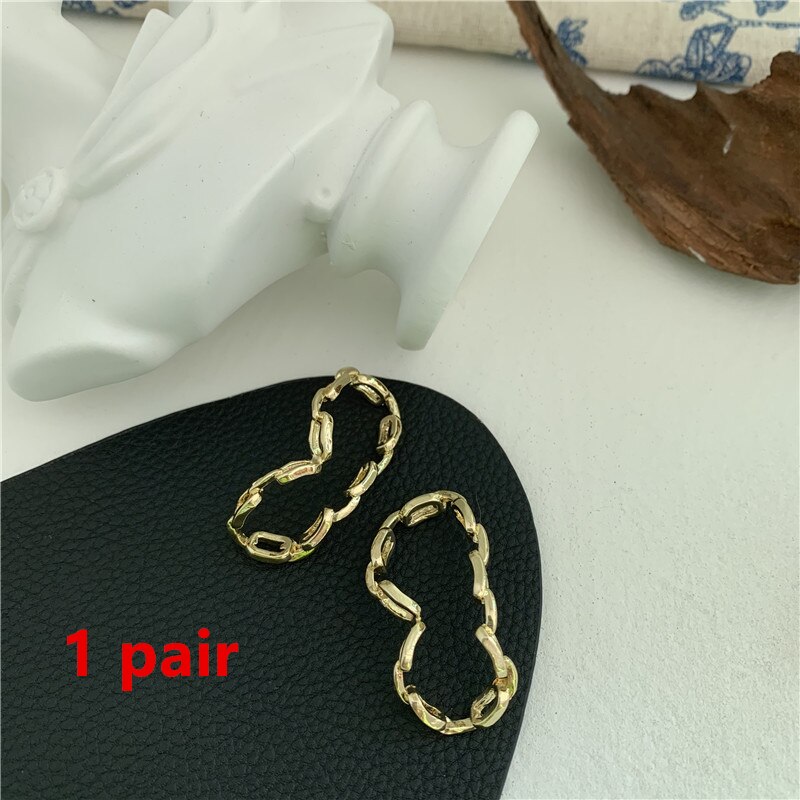 HUANZHI Geometric Chain Curved Metal Clip Earrings Ear Bone Clip Without Piercing for Woman Men Jewelry: 7 one pair