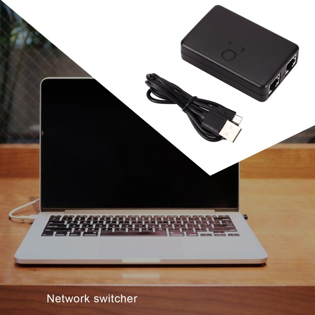 2 Port Network Switch LAN CAT Selector Mini Internet Internal External Network Switcher RJ45-2M Network Switcher Sharer