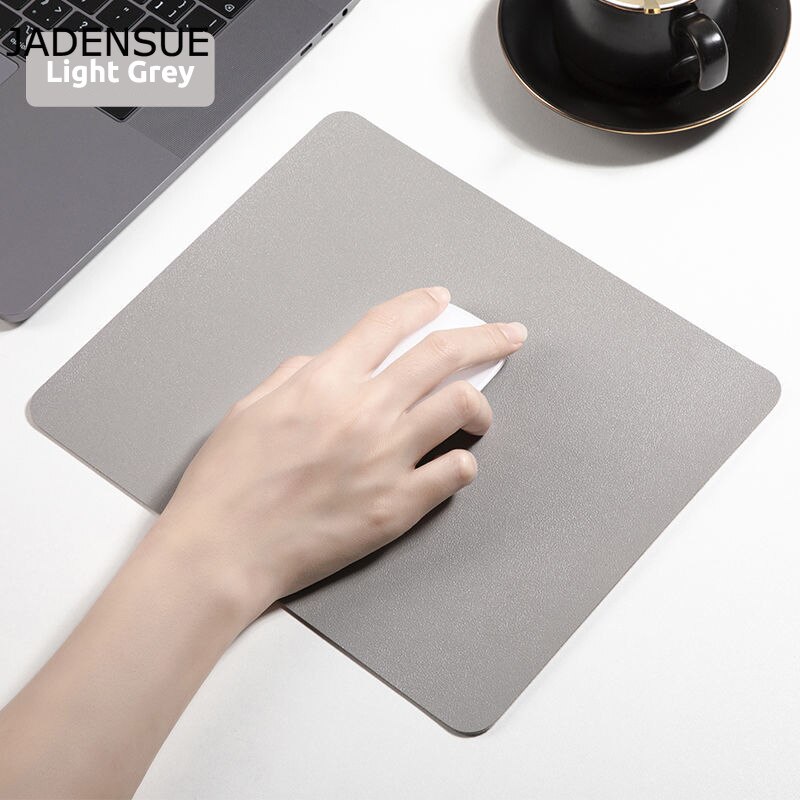 Lindo Mouse Pad de cuero de la PU de Color sólido Simple escritorio Mats impermeable de la Oficina alfombrilla de ratón para portátil Juegos de ordenador Deskpad: 25x21cm Light