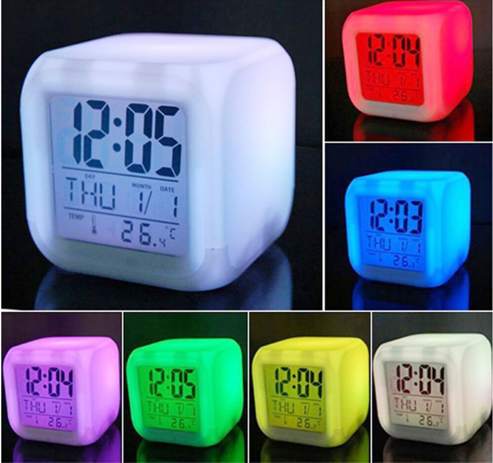 Digital Led Clock Home Bedroom Kids LED Change Multi-Funtional Alarm Home Portable Clocks Colorful